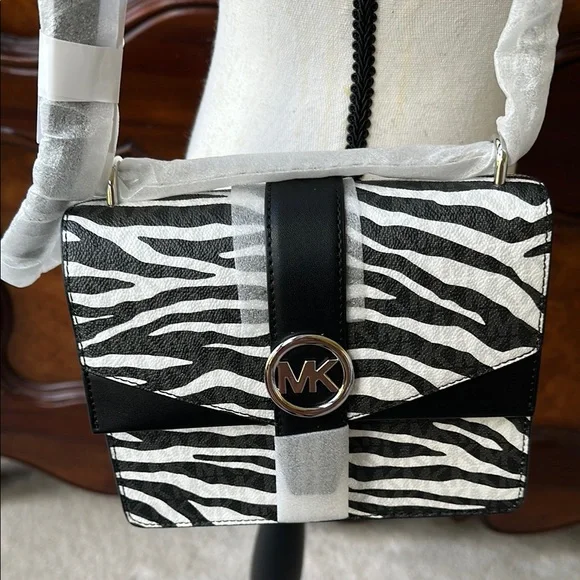 MK Greenwich Small Zebra Print Calf Hair Crossbody Bag